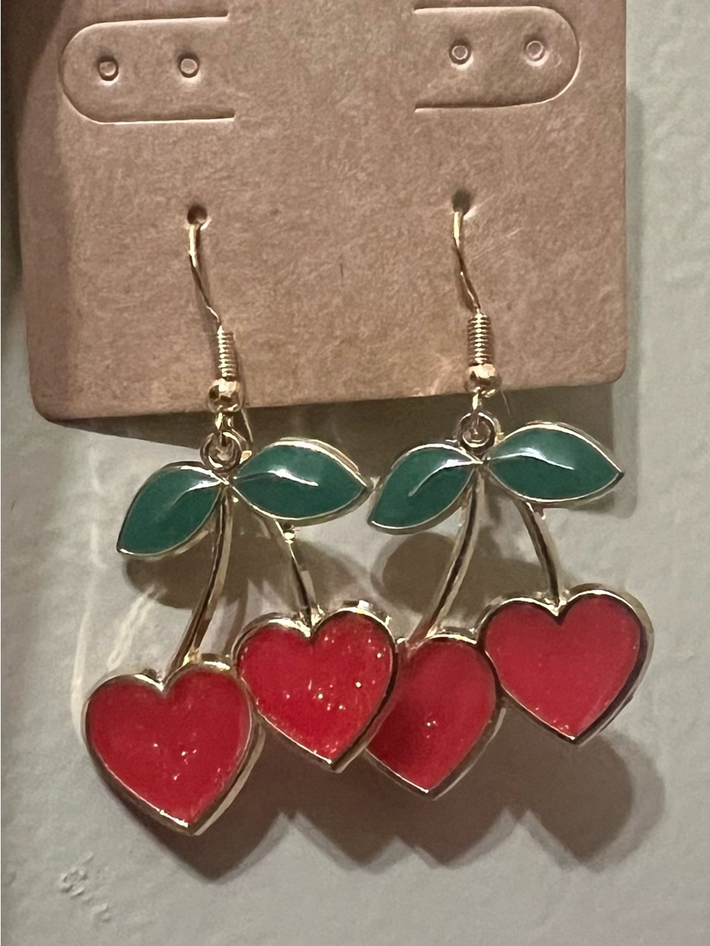 Cherry Heart ❤️🍒 Drop Earrings